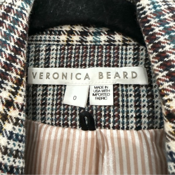 Veronica Beard Coat Reece Wool in Petrol Houndstooth Multi - Picture 7 of 8